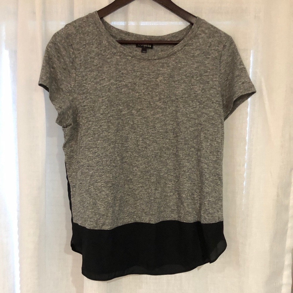 Express short sleeve Gray and Black Top